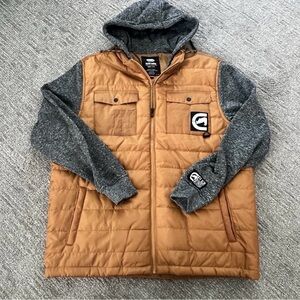 ECKO UNLTD Beige and Gray Hooded Lined Puffer Jacket